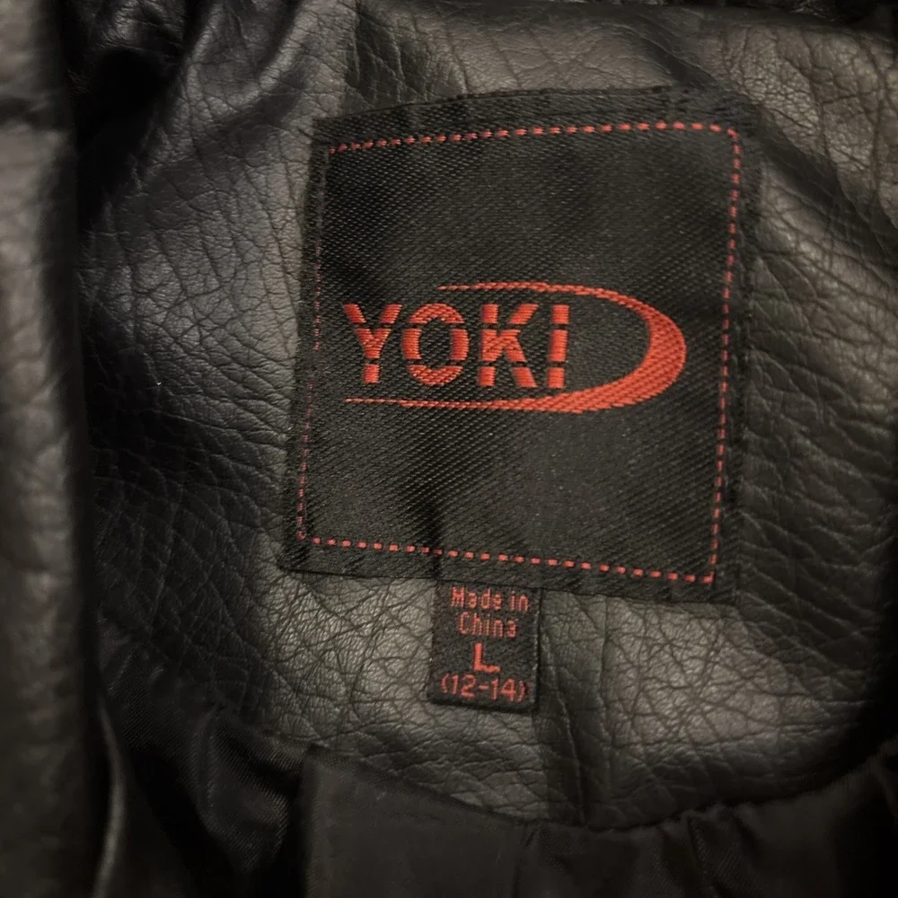 Yoki Faux Leather Zipper Jacket Girls Large 12-14‎ Motorcycle Moto